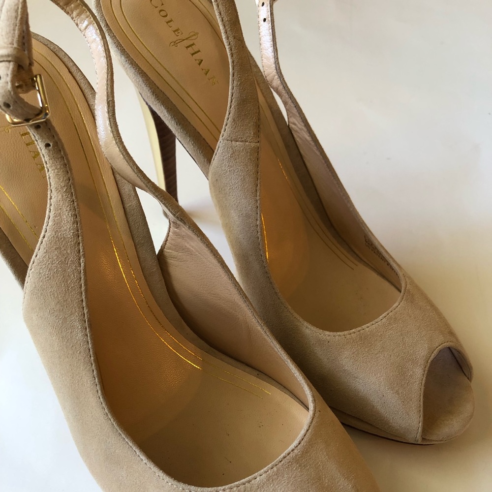 Cole Haan Suede/Gold Heel Shoes